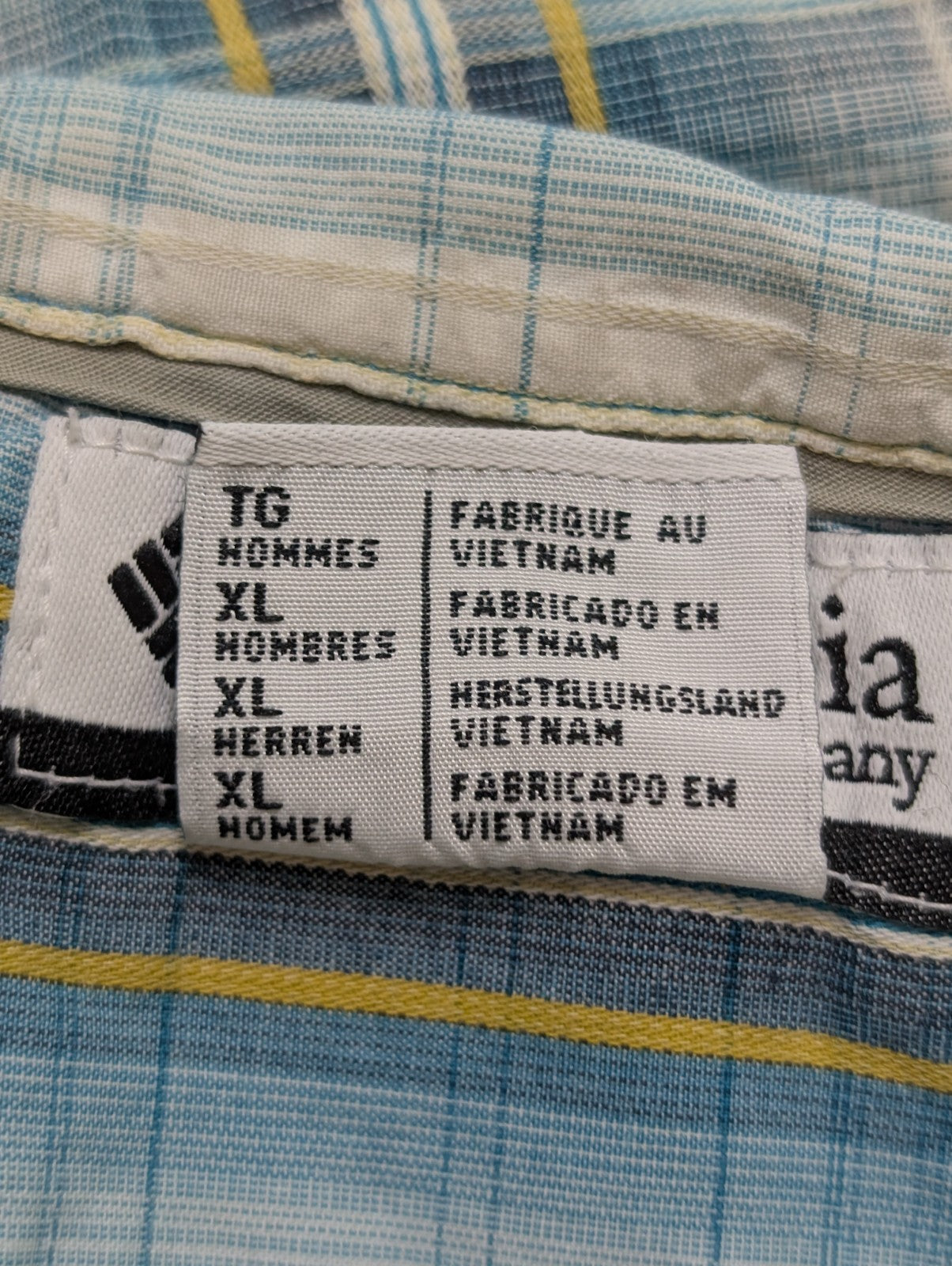 Chemise manches courtes Columbia à carreaux taille XL #203msch