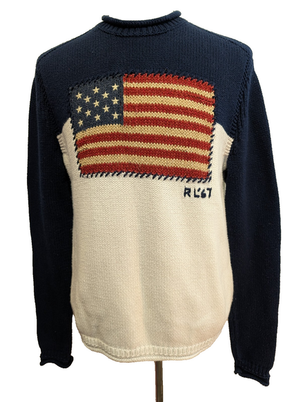 Pull RALPH LAUREN RL 67 American Flag Sweater Grosse Maille Homme S