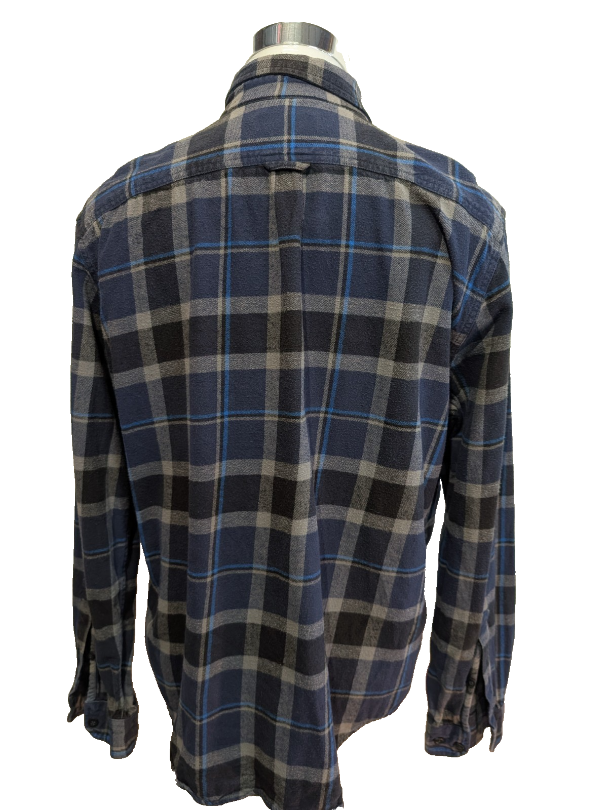 Chemise Flanelle Eddie Bauer L Bleu Gris Carreaux Bûcheron |287S