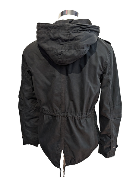 Tommy Hilfiger Denim Parka Veste Femme Noire Capuche Coton Ajustée M | 321BSR