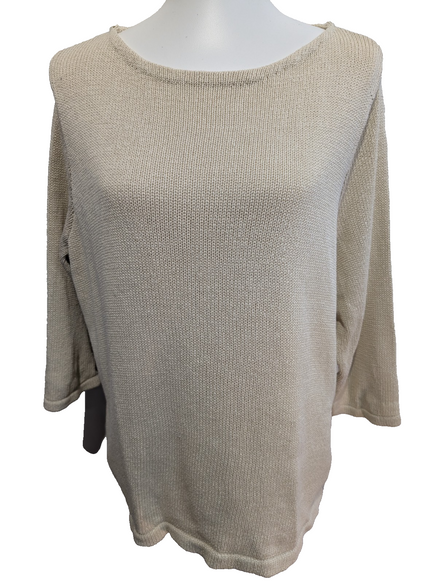 Pull Ralph Lauren femme (Lauren) Crème Col Rond 100% Coton Mercerisé XL