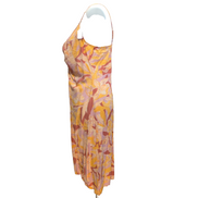 Robe d'Été Fleurie Taille M Rayonne Bretelles Réglables Rose Jaune
