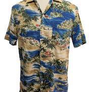 Chemise Hawaïenne J.Crew Coton Bleu Motif Plage & Palmiers - Taille S