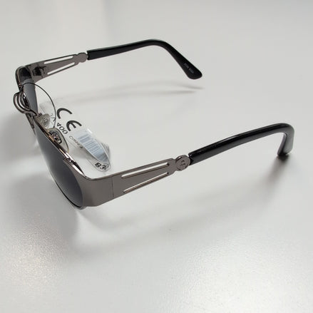 Lunettes de soleil Y2K Ovales Métal Gris Anthracite Branches Larges Noir Brillan