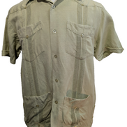 Chemise Hawaïenne HAVANA Vert Pâle Relief & 4 Poches - Taille M