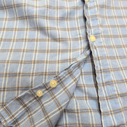 Chemise Nautica XL Bleu Clair Carreaux 100% Coton Logo Poche manches longues