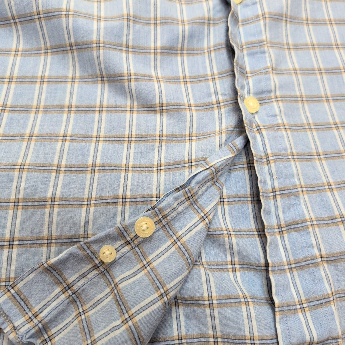 Chemise Nautica XL Bleu Clair Carreaux 100% Coton Logo Poche manches longues