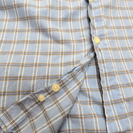 Chemise Nautica XL Bleu Clair Carreaux 100% Coton Logo Poche manches longues