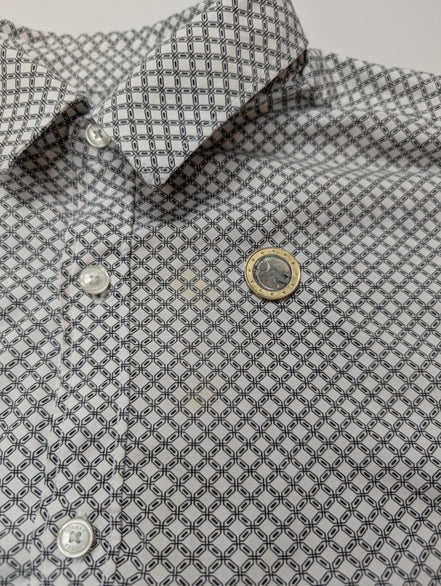 Chemise manches courtes Guess grise à motifs taille M Homme