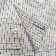 Chemise Lands' End Taille L Blanche Carreaux Bleus 100% Coton Manches longues