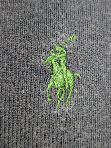 Pull Sweat Polo Ralph Lauren Col Rond Bleu Marine Taille M Logo Vert