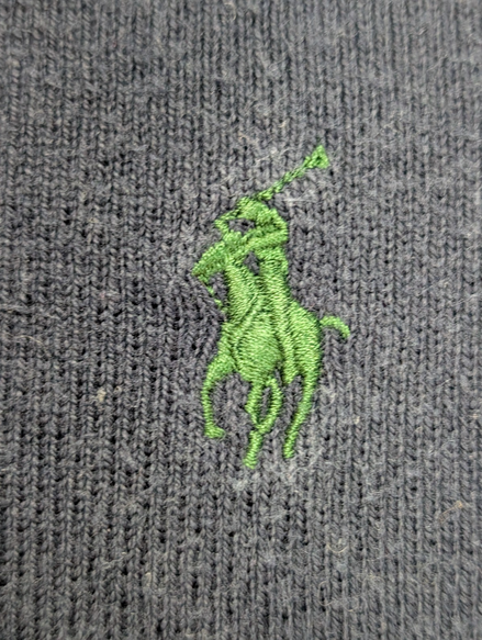 Pull Sweat Polo Ralph Lauren Col Rond Bleu Marine Taille M Logo Vert