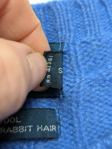 Pull Polo Ralph Lauren Torsadé Bleu Ciel Logo Orange 90% Mérinos / 10% Angora M