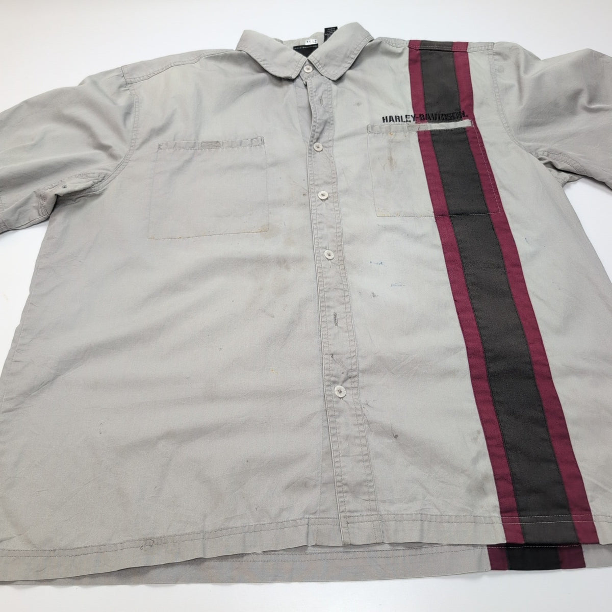 Chemise Harley Davidson 2XL Grise Manches courtes Ventilée Tête de Mort 2 Poches