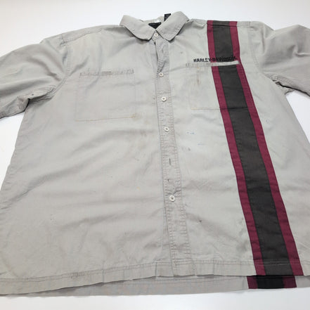 Chemise Harley Davidson 2XL Grise Manches courtes Ventilée Tête de Mort 2 Poches