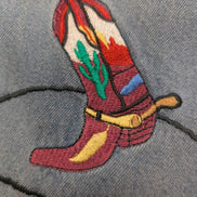 Chemise Western Novin Authentic Jean Gris Broderie Bottes Cowboy
