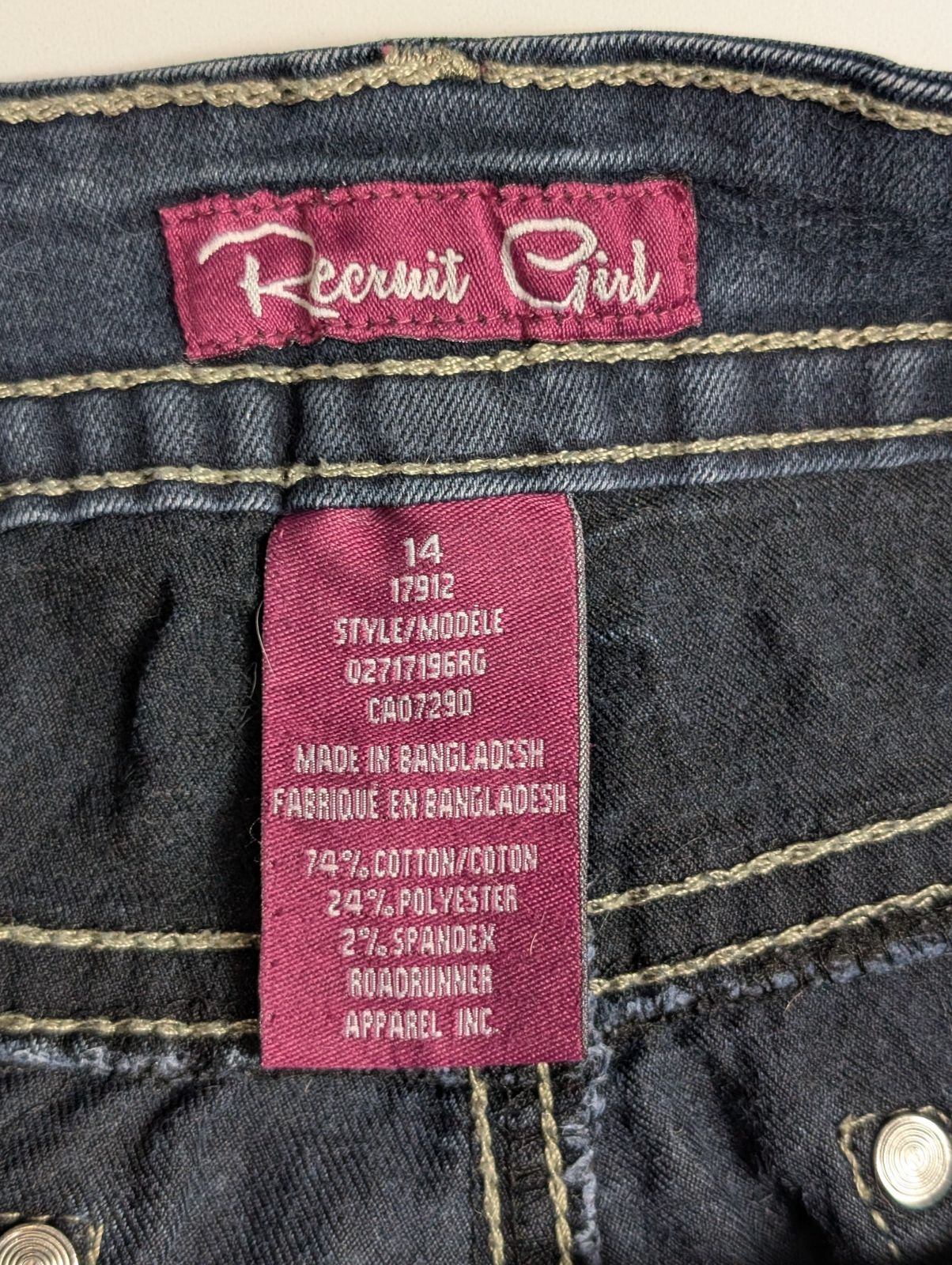JEAN Fille RECRUIT GIRL Taille 14 ans (M) Coupe Slim Fit Denim Stretch