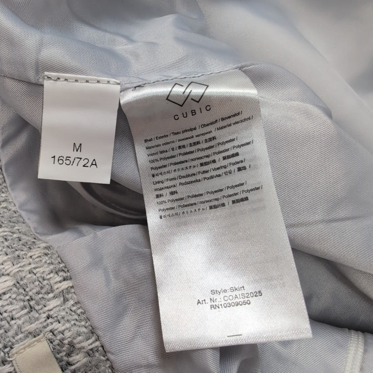 Mini Jupe Femme M Cubic Gris Blanc Doublée Chaude Neuve Sans Étiquette