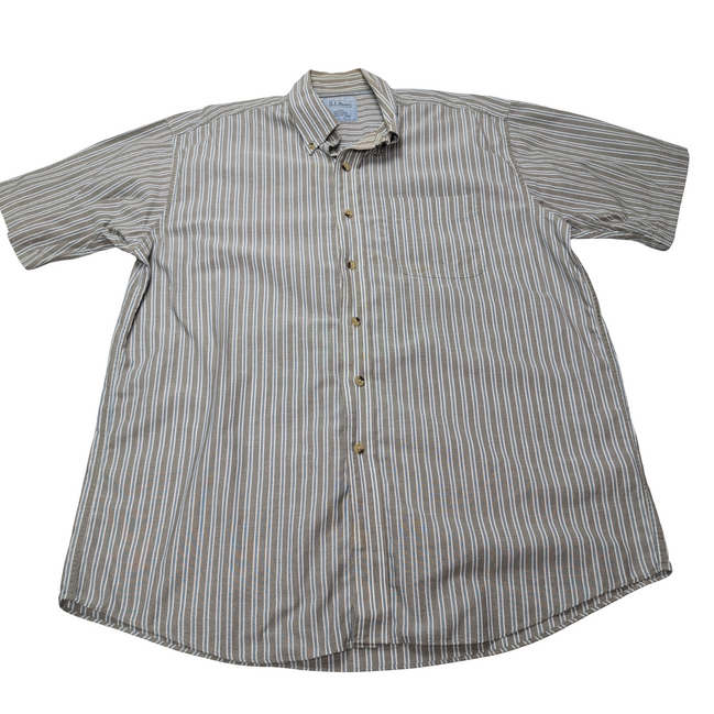 Chemise L.L. Bean marron à rayures manches courtes taille L #33e