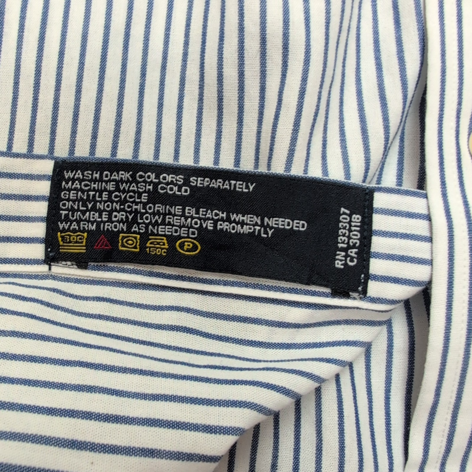 Chemise Nautica XL Bleu Rayures 100% Coton Poche Manches Longues