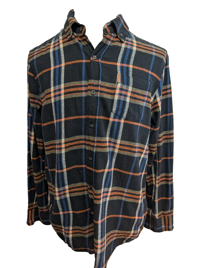 CHAPS Flanelle Marine Marron M Logo Cuir EE VINTAGE 100% Coton | 315S