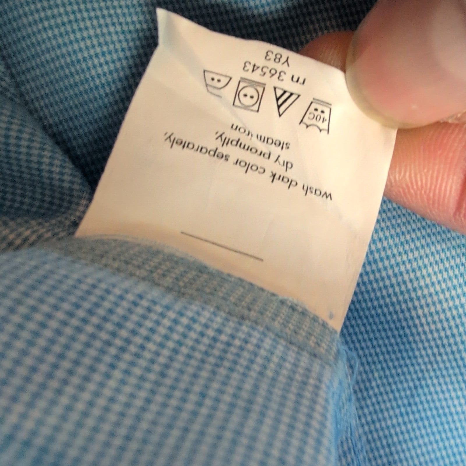 Chemise Chaps Bleu Ciel à Micro-Carreaux 1 Poche - Taille M/L