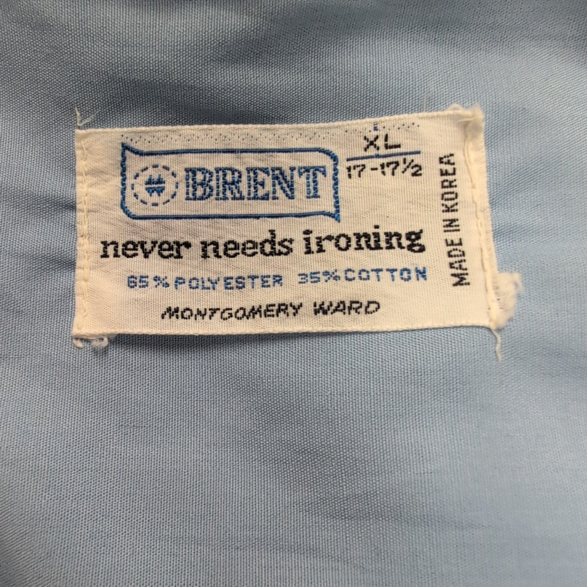 Brent Chemise Vintage Bleu Clair Unie Manches Courtes Homme Taille XL