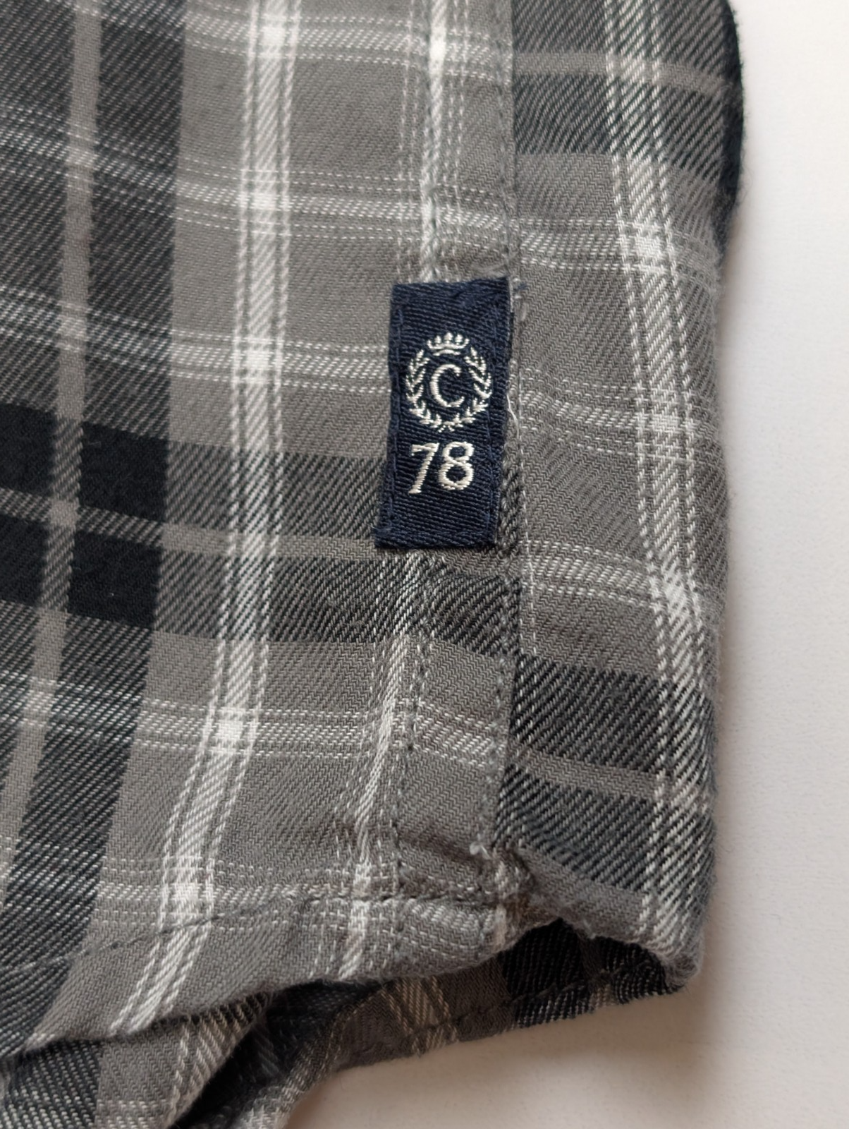 CHEMISE CHAPS Flanelle Carreaux Gris Noir S Homme Col Boutonné Coton
