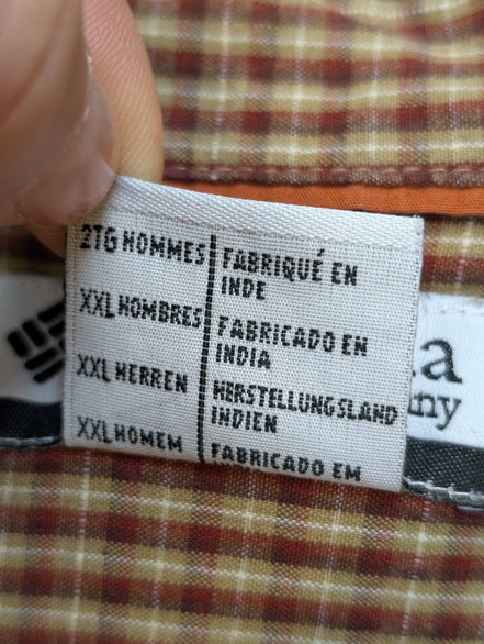 CHEMISE COLUMBIA Sportswear Carreaux Bordeaux XXL 2TG Homme 100% Coton ML