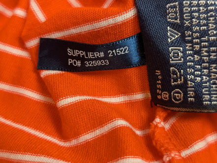 Polo manches courtes Ralph Lauren Golf femme L orange rayures blanc