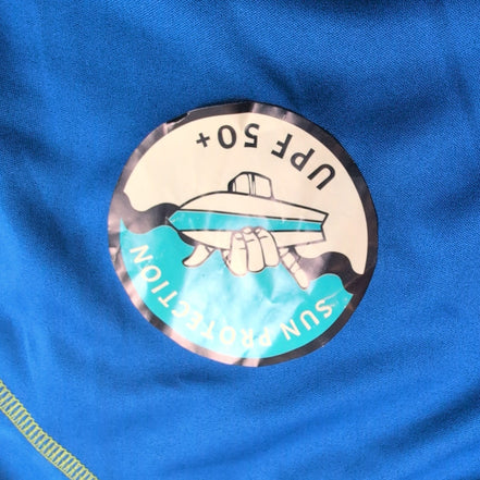 Tee-shirt anti-UV Beach Bros L Bleu UPF 50+ Surf Bain Neuf Étiquette