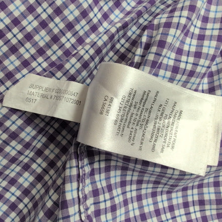 Chemise Polo Ralph Lauren XXL Violette Carreaux Stretch Col Classique Shirt