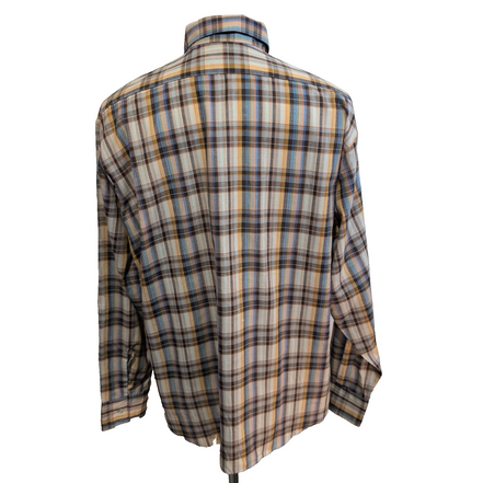Chemise WRANGLER à Carreaux Marron & Orange Poches Manches Longues Taille XL