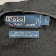 Pull Fin Polo Ralph Lauren Noir Col V Taille L 100% Pima Coton Logo Violet