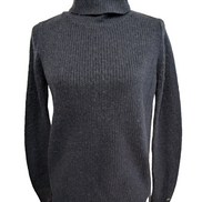 Pull Tommy Hilfiger Femme Col Roulé Bleu Marine Laine d'Agneau Taille S