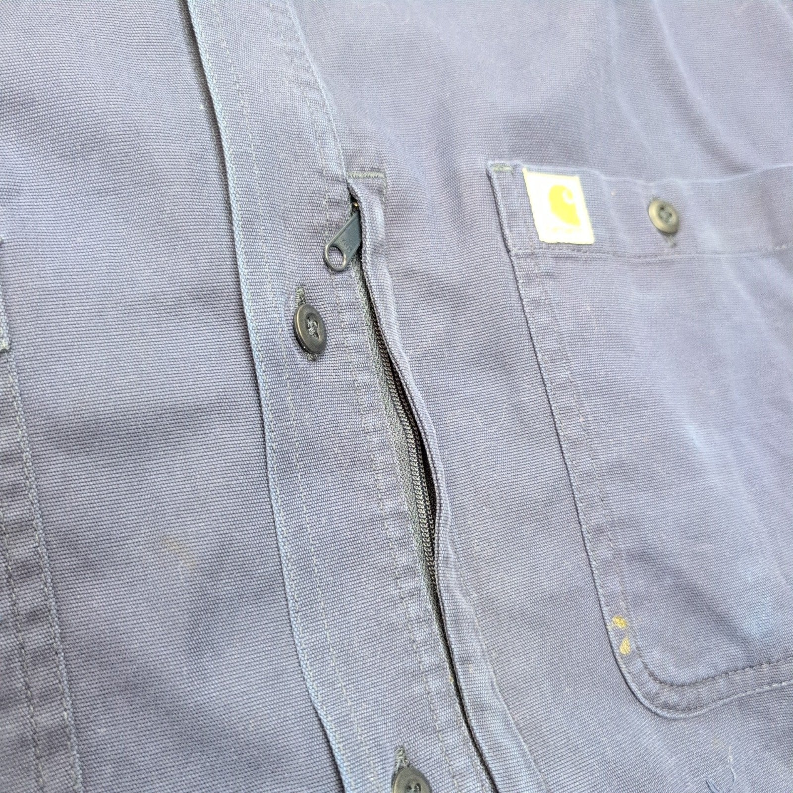 Chemise Carhartt 2XL Tall Relaxed Fit Bleu Marine 2 Poches Zip manches courtes