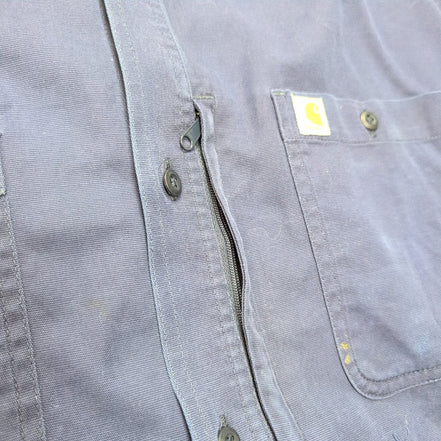 Chemise Carhartt 2XL Tall Relaxed Fit Bleu Marine 2 Poches Zip manches courtes