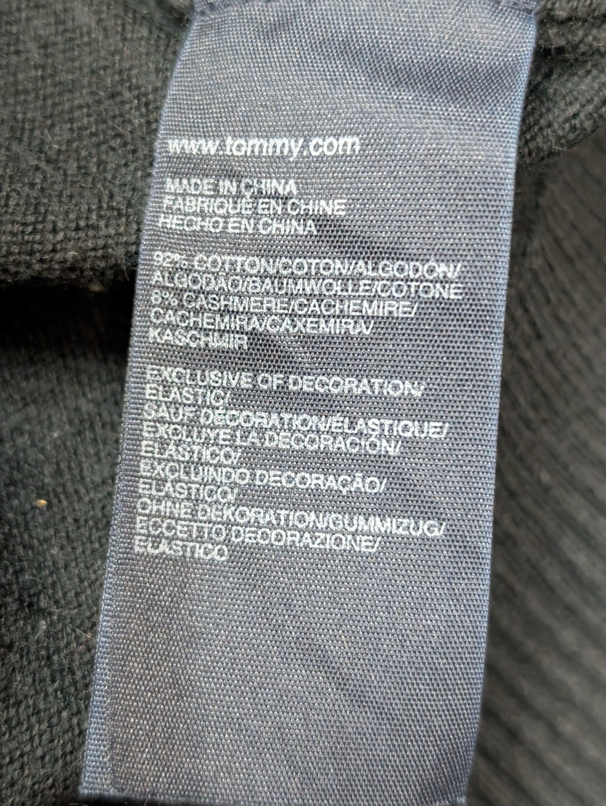 Pull Tommy Hilfiger Homme Col V Noir Coton et Cachemire - Taille XXL