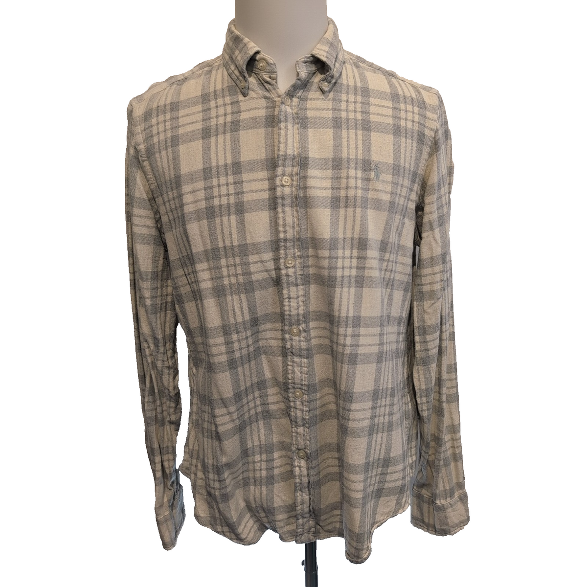 Chemise Ralph Lauren XL Taille M Classic Fit Flanelle Carreaux Gris Blanc