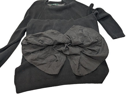 Pull Lauren Ralph Lauren Femme XXL Noir Coton Col Rond Nœud à Pois