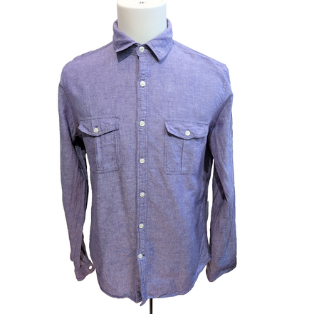 Chemise Express M Lin Coton Violet Chiné Manches Retroussables 2 Poches