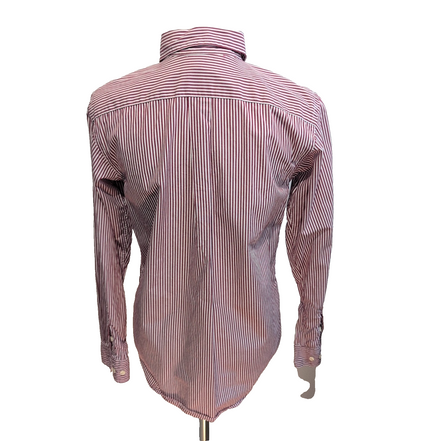 Chemise Ralph Lauren Femme T18 S Rayures Bordeaux Blanc Logo Marine