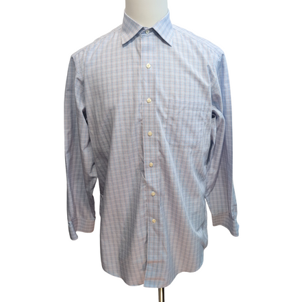 Chemise Brooks Brothers 346 M/L Bleu Carreaux Regular Fit 100% Coton