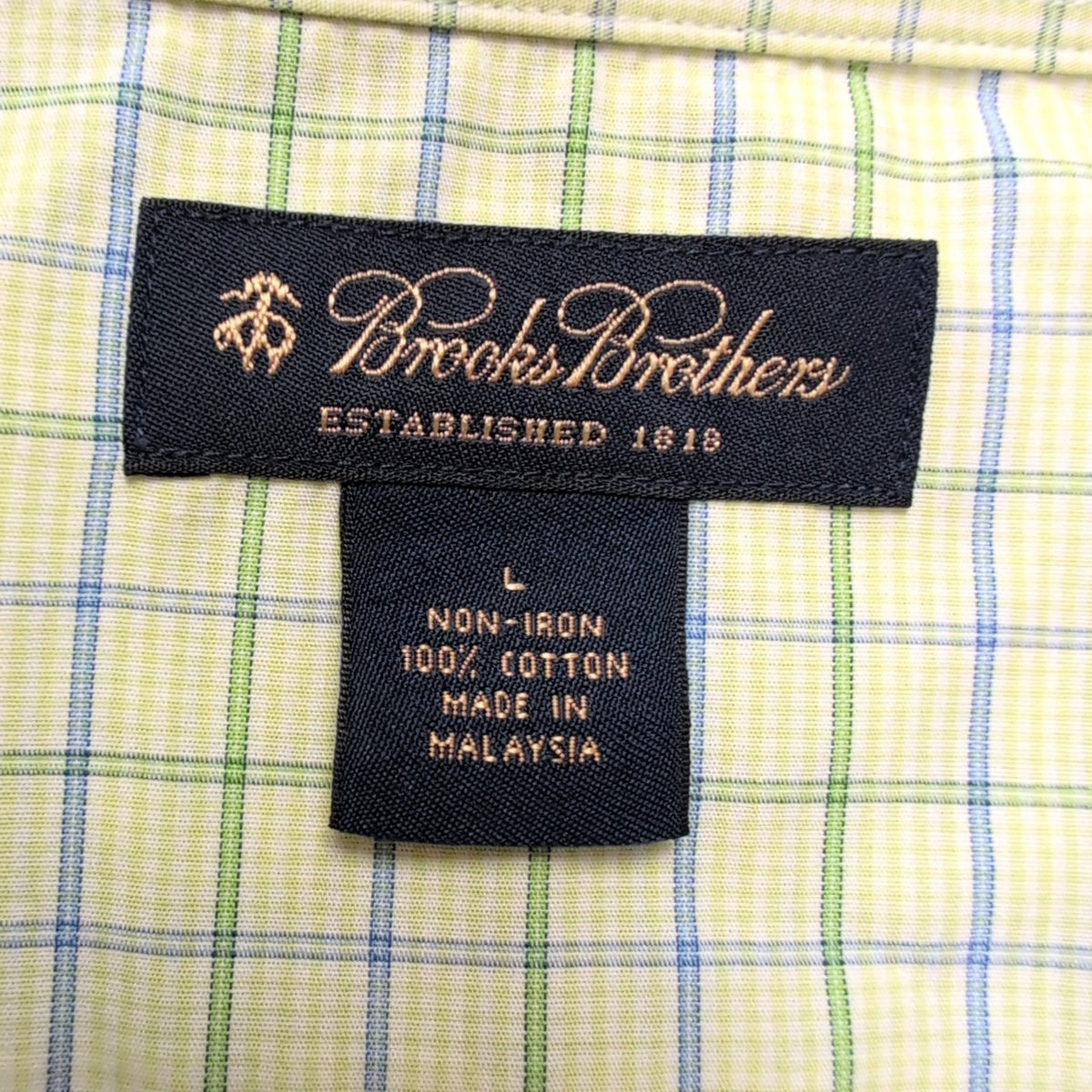 Chemise Brooks Brothers L Vert Bleu Carreaux 100% Coton manches longues