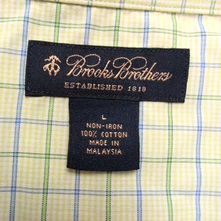 Chemise Brooks Brothers L Vert Bleu Carreaux 100% Coton manches longues