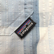 Chemise Patagonia L Bleu Carreaux Bio 65% Polyester 35% Coton Manches courtes