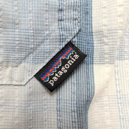 Chemise Patagonia L Bleu Carreaux Bio 65% Polyester 35% Coton Manches courtes