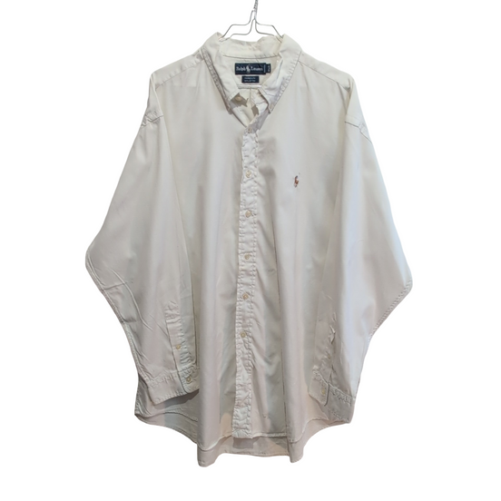 Chemise Ralph Lauren blanche logo marron taille XL #2817