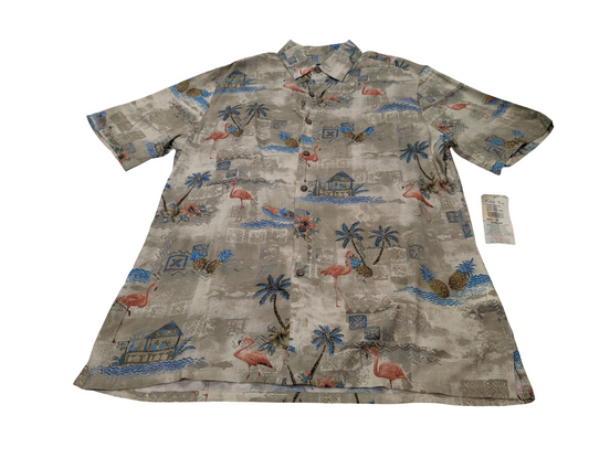 Chemise hawaïenne Batik Bay flamand rose manches courtes taille M