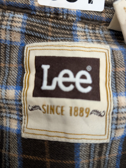 Chemise Lee Flanelle Taille M Marron et Bleu à Carreaux Vintage